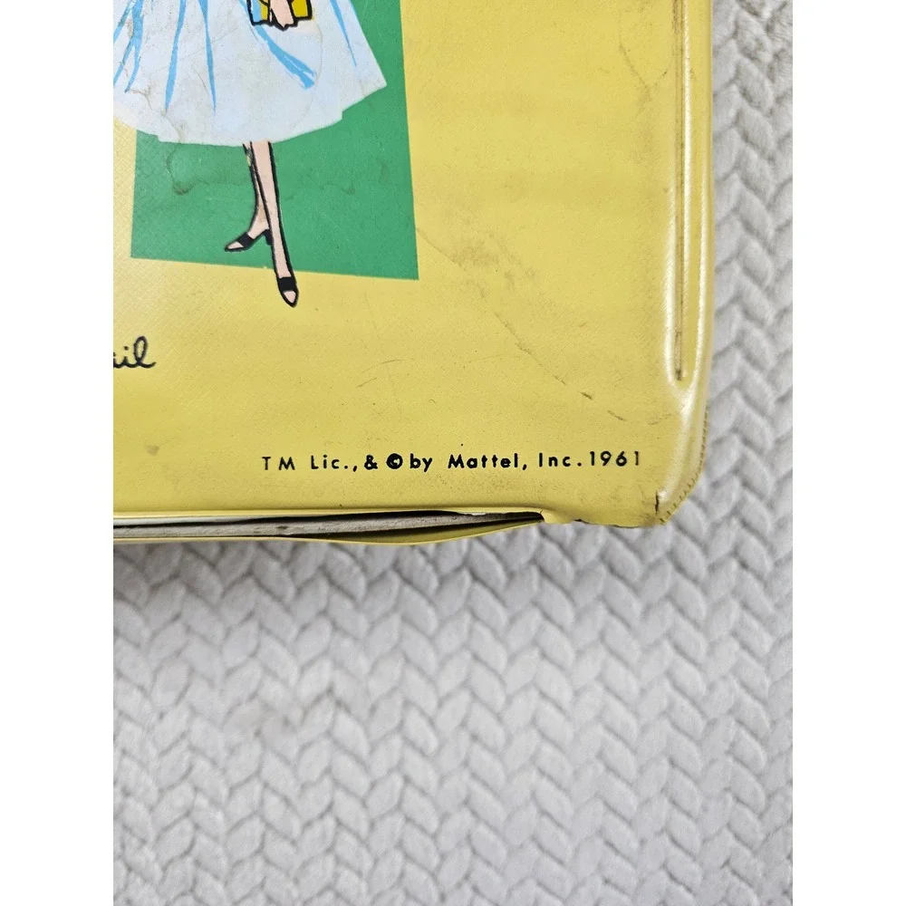 Vintage 1961 Mattel Ken Doll Case Yellow Vinyl Barbie Collectible Toy Box MCM